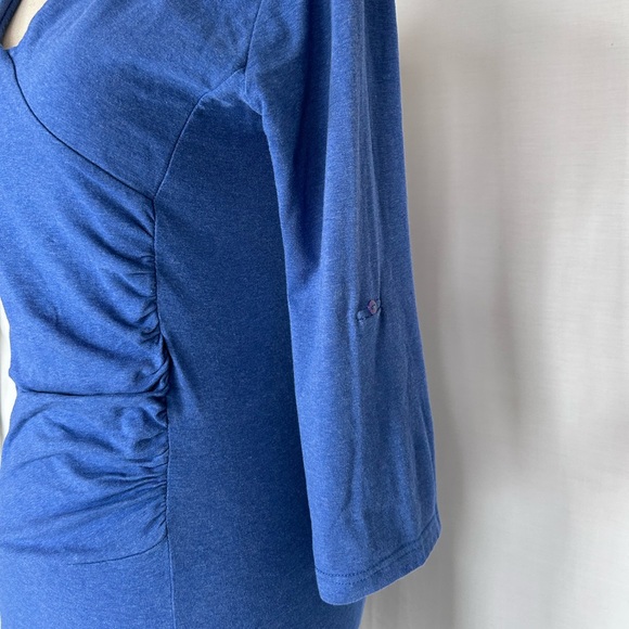 Kuhl Faux Wrap Ruched Long Sleeves Cotton Jersey Dress - Picture 3 of 8